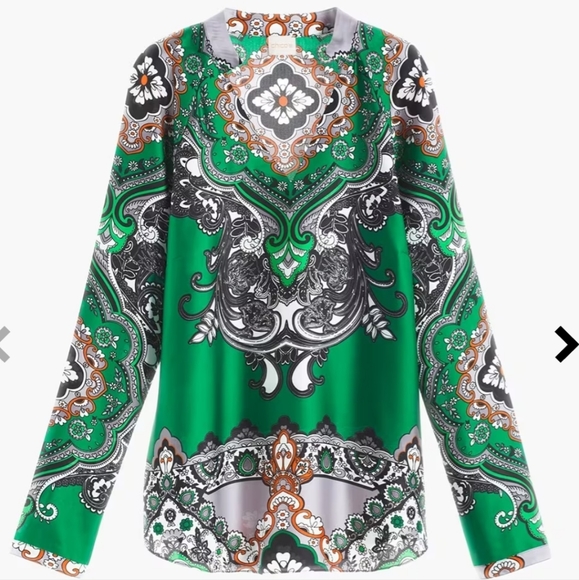 Chico's Paisley Peasant Top Size 2 - Picture 6 of 7